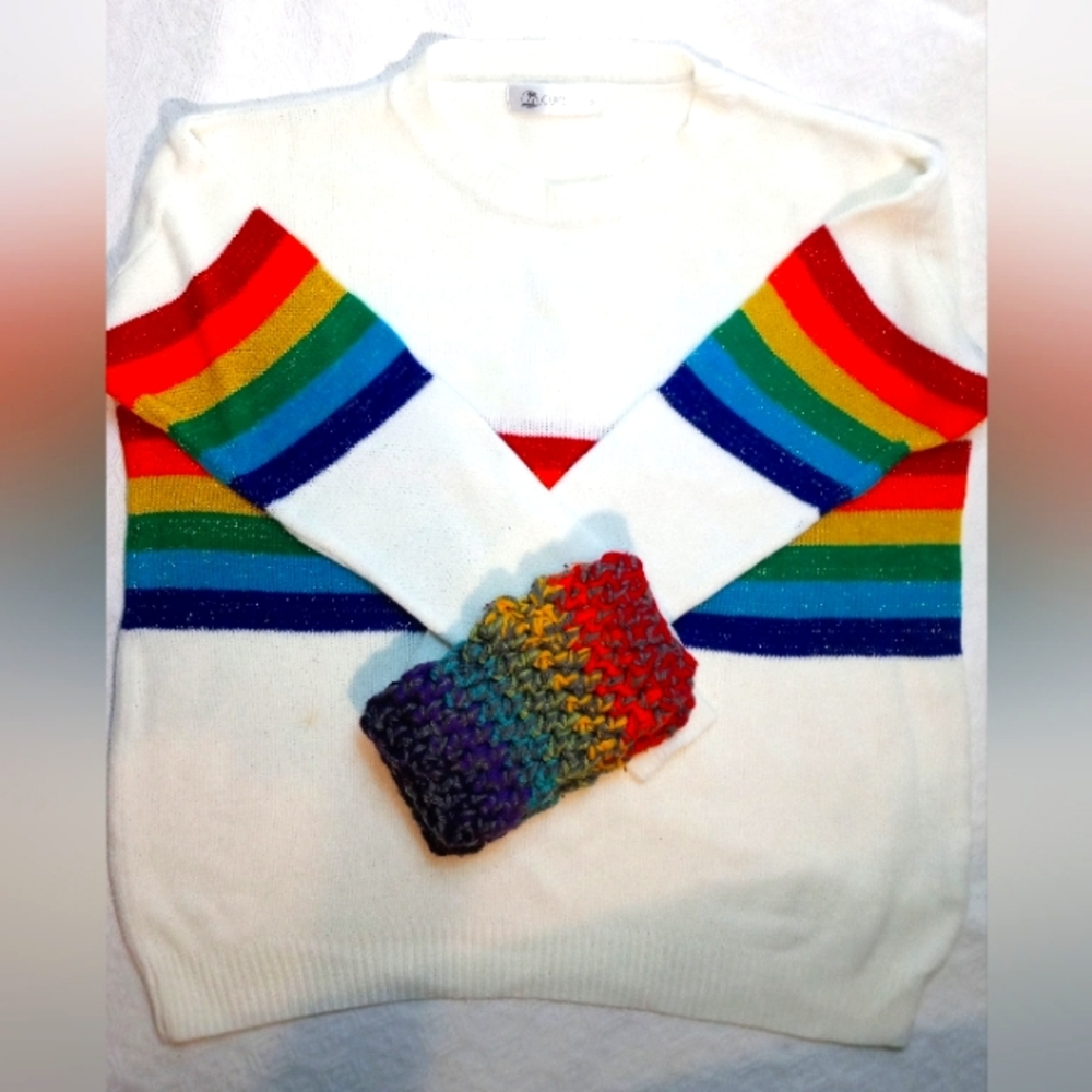 Cupshe rainbow sweater with matching gloves